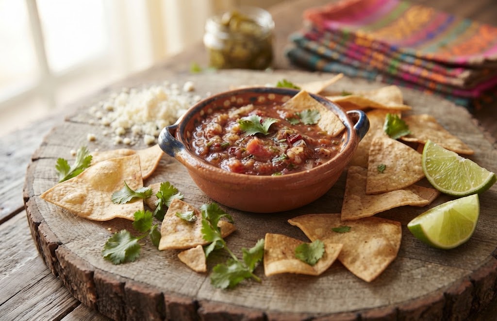 : Combine the Tortilla Pieces and Salsa