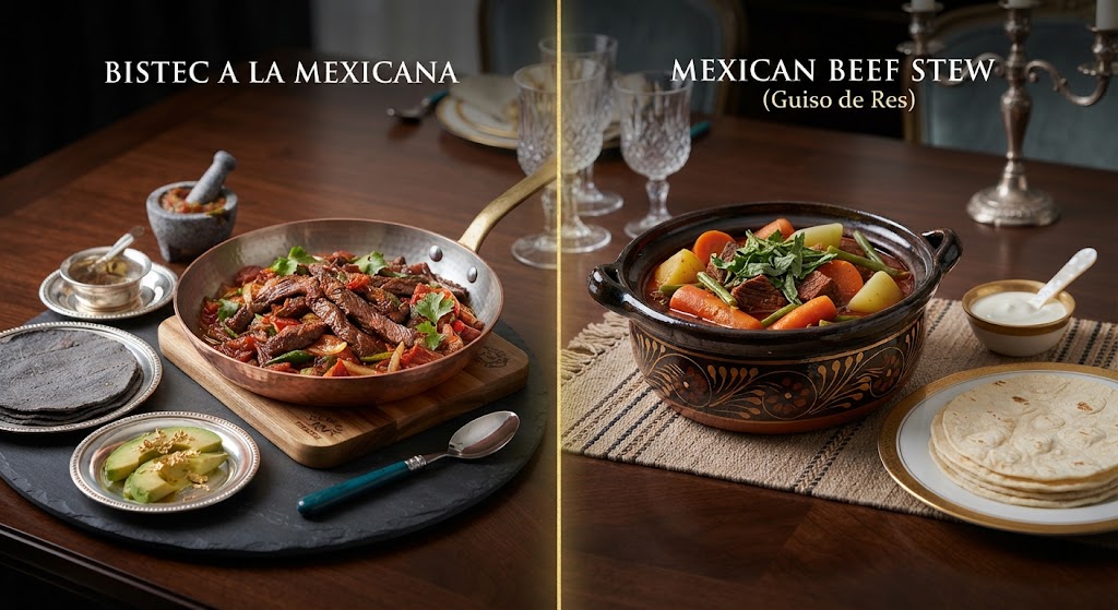 Although the ingredients may look similar, this steak dish is not exactly the same as a Mexican beef stew.