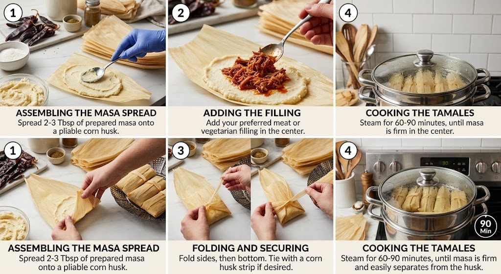 How to Assemble and Cook Tamales with Masa image create kar do