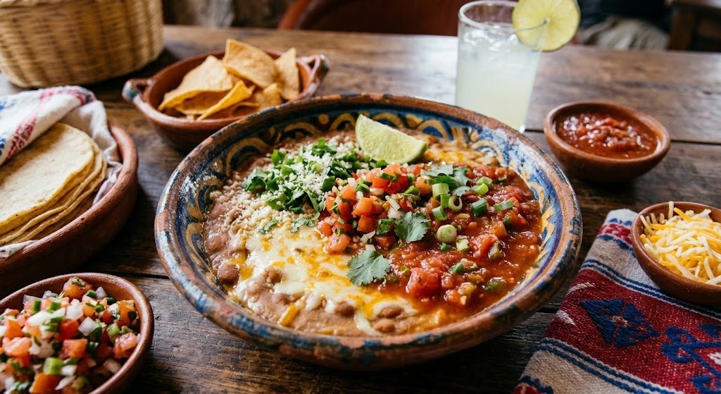 Spread a thin layer of refried beans over the cooked masa before adding salsa and cheese.