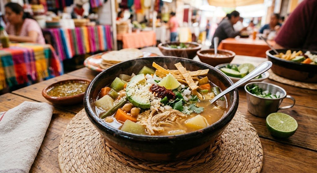 Caldo Tlalpeño is a traditional Mexican chicken soup commonly associated with Tlalpan,